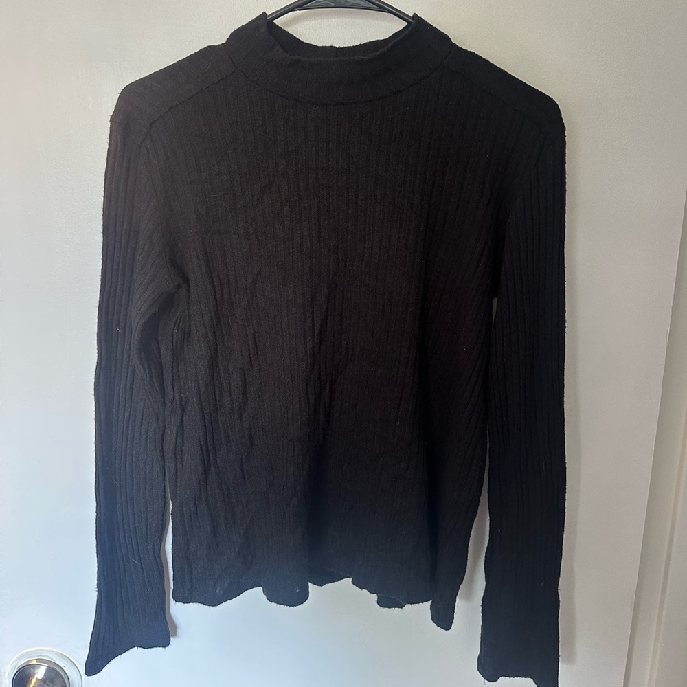 Zara Black Ribbed Turtleneck Sweater